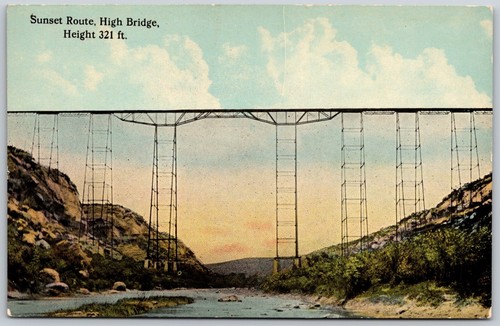 Postcard Texas TX Sunset Route High Bridge