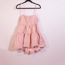 NEW Aureate x Anthropologie Square Neck Bubble Hem Textured Tiered Mini Dress M