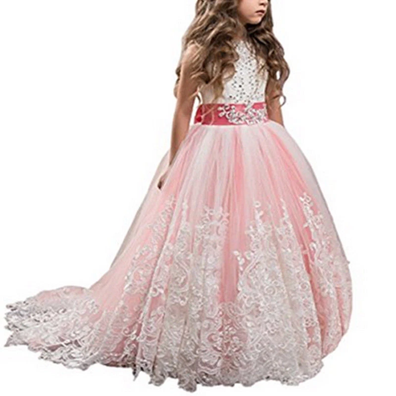 Wedding Flower Girl Dress Communion Party Prom Princess Pageant Bridesmaid Gown - Image 4 of 4