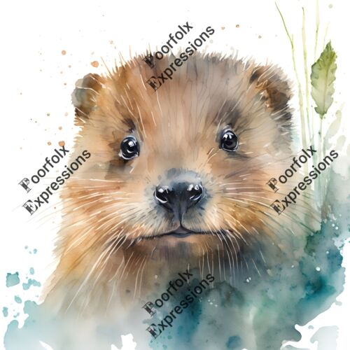 Original Digital Artwork "Baby Animals Otter" Watercolor Wall Art Nursery,  - Picture 1 of 1