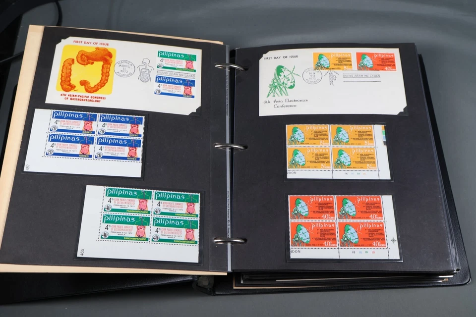 FILIPINAS 1972-1973 MNH COLECCIÓN DE BLOQUES DE PLACAS Y FDCS EN ÁLBUM CASERO Foto 2 de 4