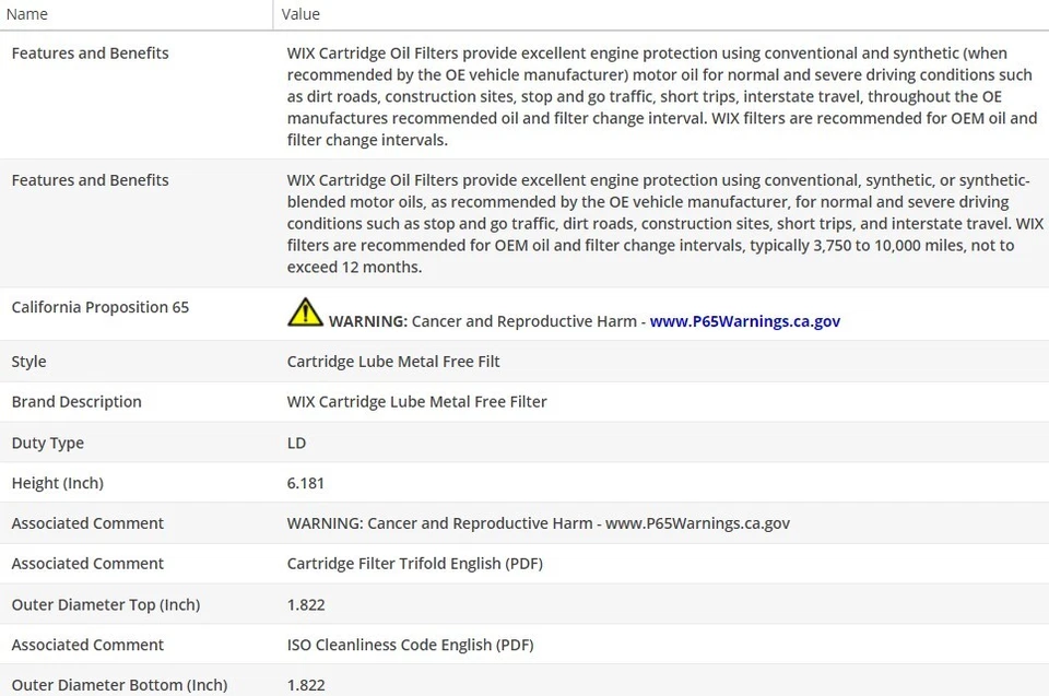 Filtro de aceite de motor OEM WIX para MERCEDES-BENZ C200 2010 L4-1,8 L Foto 3 de 4