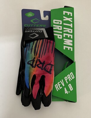 Cutters Rev Pro Adult Mens Sz Large Drip Tie Dye Receiver Football  Gloves