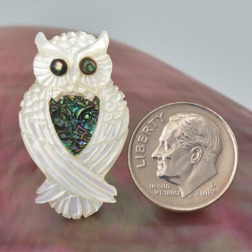 Weiß Perlmutt & Paua Abalone-Muschel Carving Eule Design für Hängelampe - Bild 7 von 9