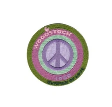 Patch - C&D Visionary - Woodstock Peace Sign 3" Round Iron-On Embroidered