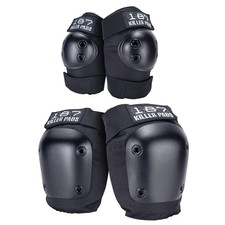 187 Killer Pads Knee Pads, Elbow Combo Pack, Black, Small-Medium, Black