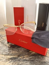 NIB CARTIER Panthere de Cartier CT0125O 005 GOLD SEMI-RIMLESS EYEGLASSES FullSET