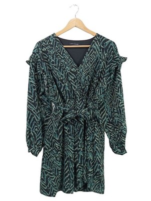 LOFTY MANNER Langarmkleid Damen Kleid Gr. DE 36 grün-schwarz Casual-Look