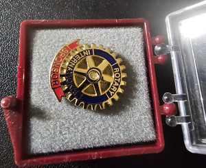 Rotary International Lapel Pin Badge in Display Case with Presentation Box