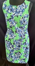 J. Crew Green, Blue, Black & White Floral Sleeveless Sheath Dress - Size 00