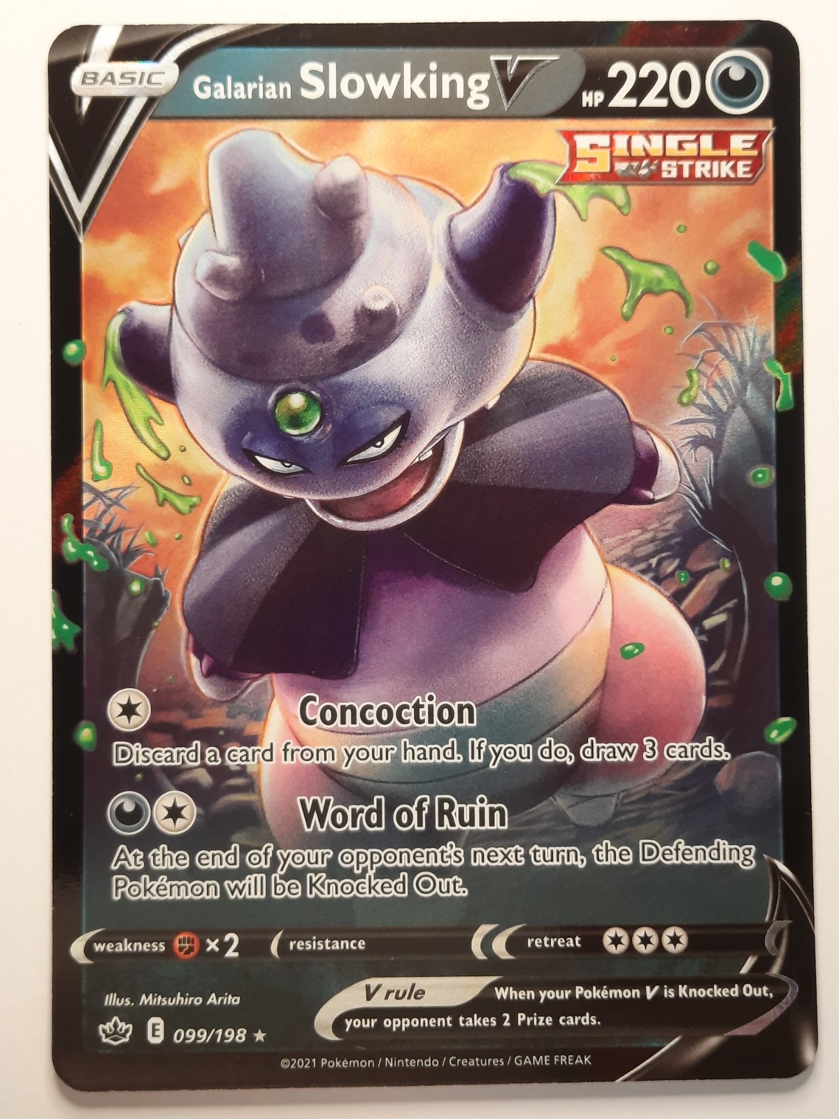 Galarian Slowking V Holo 099/198 NM SWSH06: Chilling Reign Pokemon Card