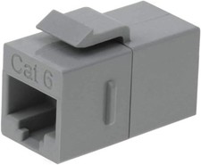 Cat6 RJ45 F/F Ethernet Coupler Joiner Snap-In Jack Keystone Wall Plate Gray