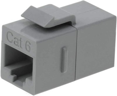 Cat6 RJ45 F/F Ethernet Coupler Joiner Snap-In Jack Keystone Wall Plate Gray