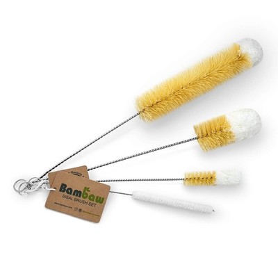 Bambaw Bottle Cleaner Brush Set | 4 Cleaning Brushes | Natural Brown 