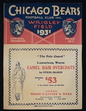 1931 Vintage Original NFL Program Chicago Bears vs Portsmouth Spartans Wrigley