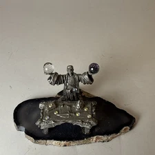 Vintage Ral Partha Pewter Wizard Necromancer Lair  Table Agate Mini Figurine