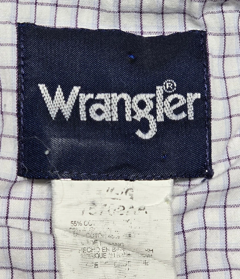 Wrangler Western Shirts Pearl Snap Men’s Large Vintage Square Striped White - Image 2 of 4
