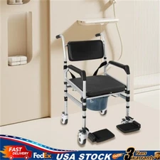 Foldable Shower Chair w/Wheels, Aluminum Alloy Height Adjustable Shower Chair