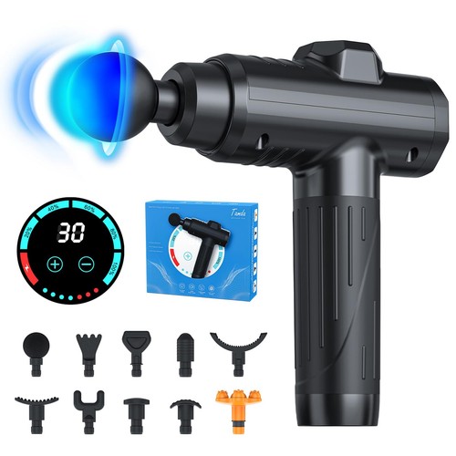 Massage Gun Deep Tissue, Portable Muscle Massage Device with 10 Massage Heads, 2
