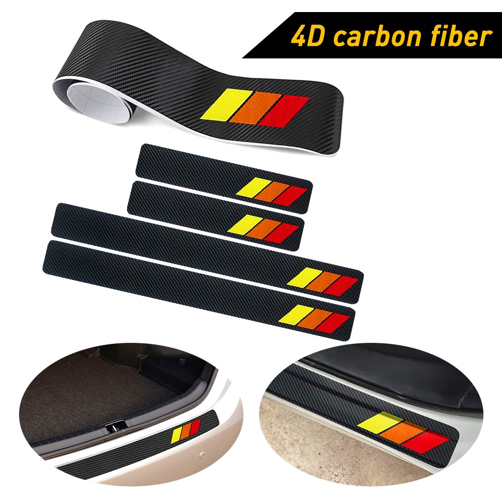5PCS Car Door Plate Sill Scuff Cover Scratch Anti Decal Sticker Protector