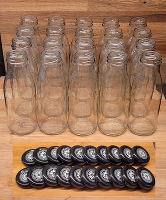 20x leere kleine KLAR Flaschen, 250ml, Weinherstellung, Saft, Getränk, + Verschlüsse