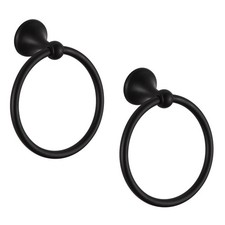 Towel Ring Matte Black Matal Wall Mount for Bathroom 2 Pack Style
