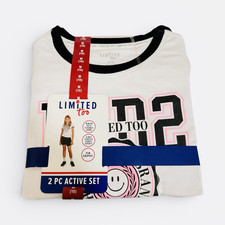 Limited Too Girls White Black Pink 2-Piece Shorts Set Short Sleeve Tee M 10 