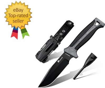 HX OUTDOORS Extra Sharp Bushcraft Knife with Fire Starter, Premium D2 Steel F...