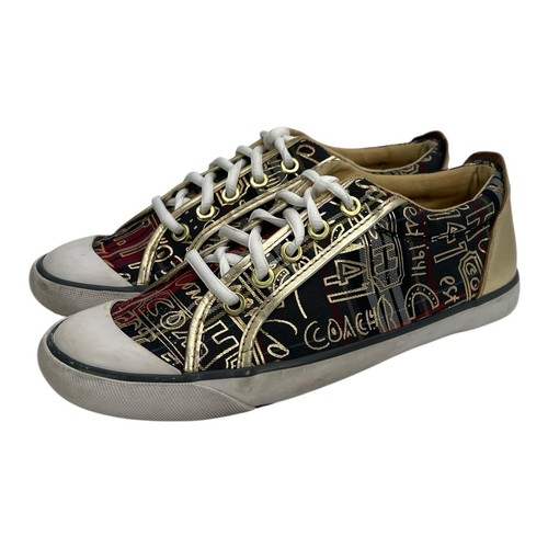 Coach Barrett Shoes Womens Multicolor Graffiti Plaid Tartan Sneakers Size 7B - 第 1/12 張圖片
