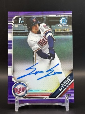 Bowman Draft 2019 Spencer Steer Purple Refractor Auto 139/250 Twins CDA-SST Reds