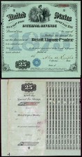 USA 1875 LIQUER PERMIT with cupons