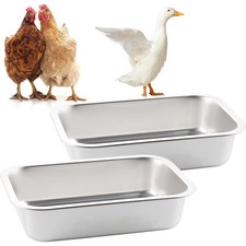 2 Pack Heavy Duty Metal Chicken Feeder Trough Water Feeder Large Capacity Fee...