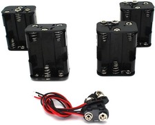 4Set 6 x AA Thicken Battery Holder and T Type Wired Battery Clip Standard Snap C