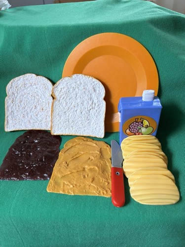 Fake food PEANUT BUTTER & JELLY Sandwich Chips Juice Realistic PLAY PROP PB & J