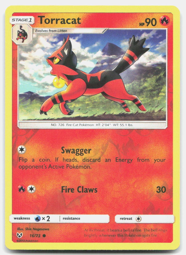 Shining Legends Torracat 16/73 NM Pokemon Reverse Holo Common Tcg Card