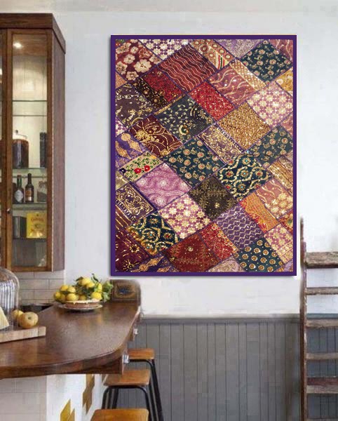 Christmas Gift Home Decor Cotton Handmade Patchwork Wall HangingThrow Tapestry