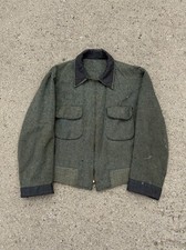VINTAGE 1940s-50s RARE HANDMADE TWEED BOMBER JACKET GREEN SIZE MEDIUM