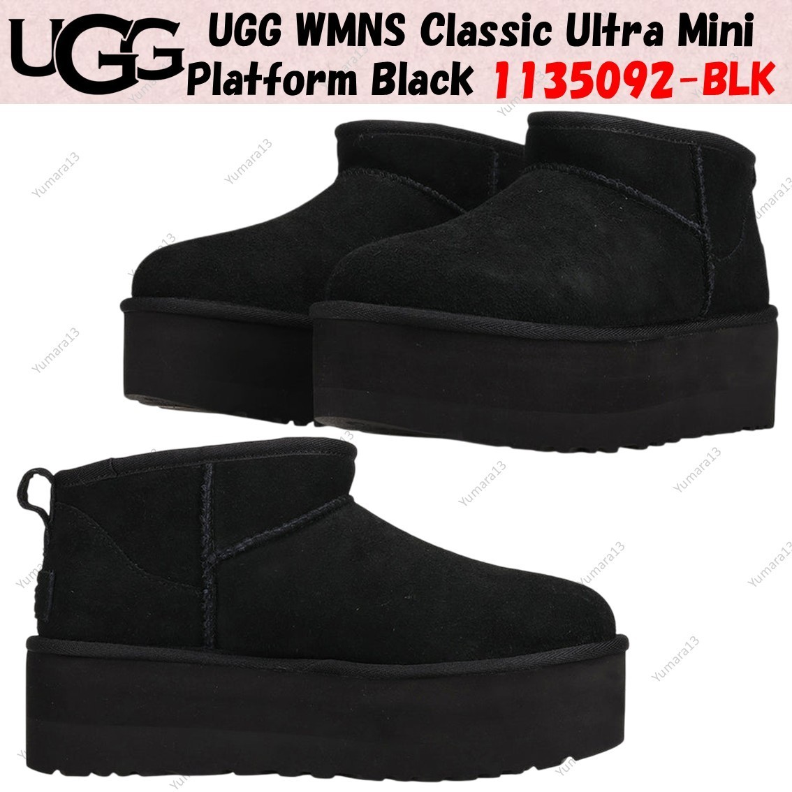 UGG WMNS Classic Ultra Mini Plataforma Negro 1135092-BLK Mujer Talla