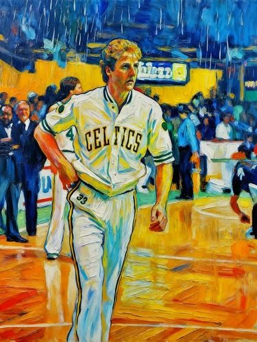 Larry Bird Boston Celtics Oil Painting Art Card Print Artist Signed Limited /30