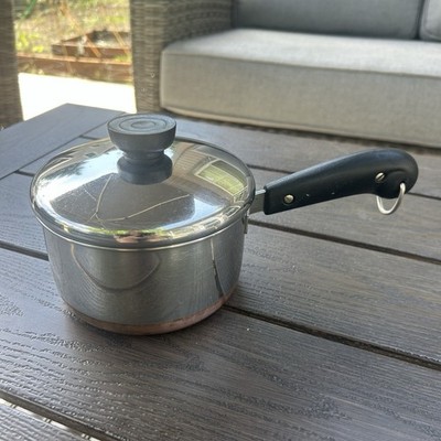 VTG Revere Ware 1801 5.5'' 1 Qt Sauce Pan with Lid Copper Clad Bottom Pre-1968