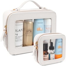 Clear Makeup Bags Set - TSA Approved Toiletry Bag with Handle Large Opening, ...