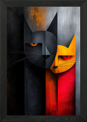 Mystic Cat Duo gerahmtes Wandbild Poster Leinwanddruck Bild