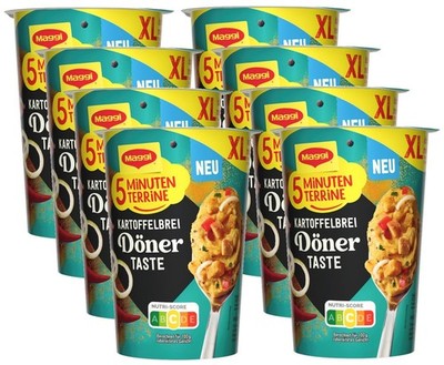 Maggi 5 Minuten Terrine XL Kartoffelbrei Döner Taste Instant Snack 8er Pack 71g