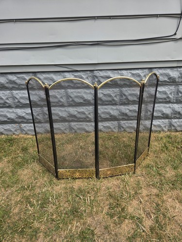 Vintage Brass 4 panel Folding Fireplace Screen