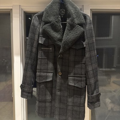 Y2K Vintage X-Ray  Jacket Men s Button Up Dark Gray Collared Coat Size Medium