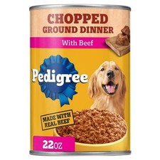 Pedigree Chopped Ground Dinner With Beef Adult Soft Wet Dog Food, 22 oz Can