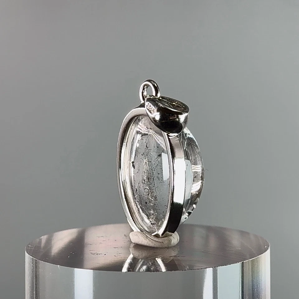 Moving Bubble! RARE Enhydro Quartz Sterling Silver Pendant - Water Gemstone - Image 3 of 4