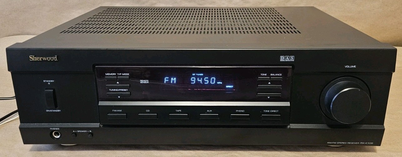 Sherwood RX-4109 - 2 Channel AM FM Phono Stereo Receiver System 100 Watts Per Ch