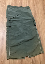 Vintage Long Army Green Cargo Skater/Rave Nylon Skirt by American Eagle Sz 12