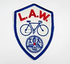 L.A.W. Patch League of American Wheelmen Shield Bicycle Emblem Sew On Vintage